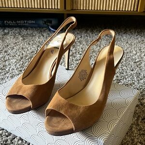 Elegant Brown Slingback Heels - 9 West